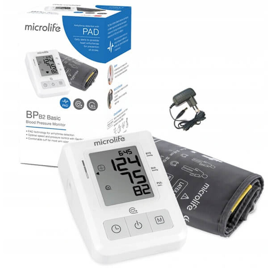 Microlife BP B2 Basic Automatic Upper Arm Blood Pressure Monitor with Power Supply