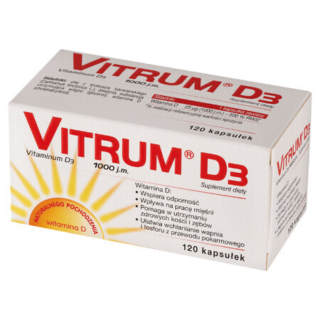 Vitrum D3, vitamin D 1000 IU, 120 capsules