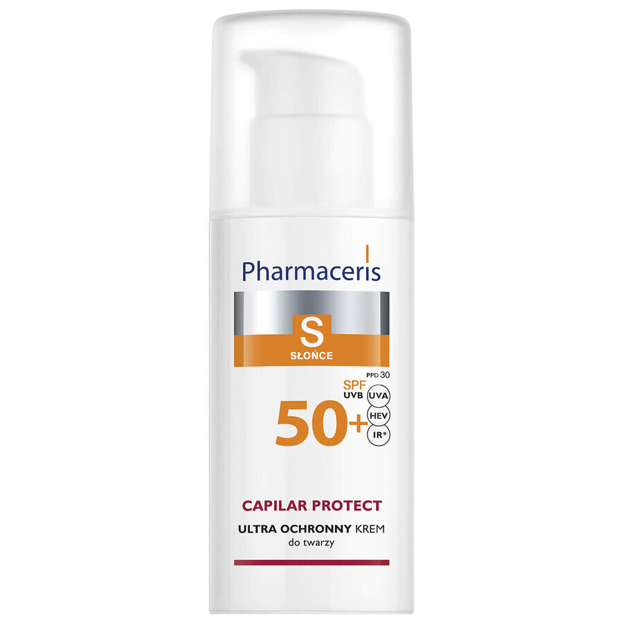 Crema Protettiva Pharmaceris S, SPF 50+ per pelle couperosica con acne rosacea, 50 ml