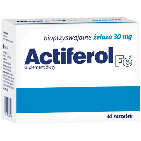 ActiFerol Fe 30 mg - Integratore Alimentare in Polvere per Dissolversi, Confezione da 30 Bustine