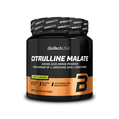 Malate de citrulline avec arôme de citron vert, 300 grammes, BioTech USA