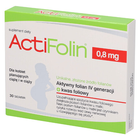 ActiFolin 0,8 mg, acido folico 800 µg, 30 compresse
