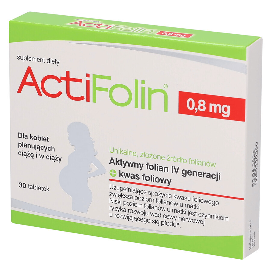 ActiFolin 0,8 mg, acido folico 800 µg, 30 compresse