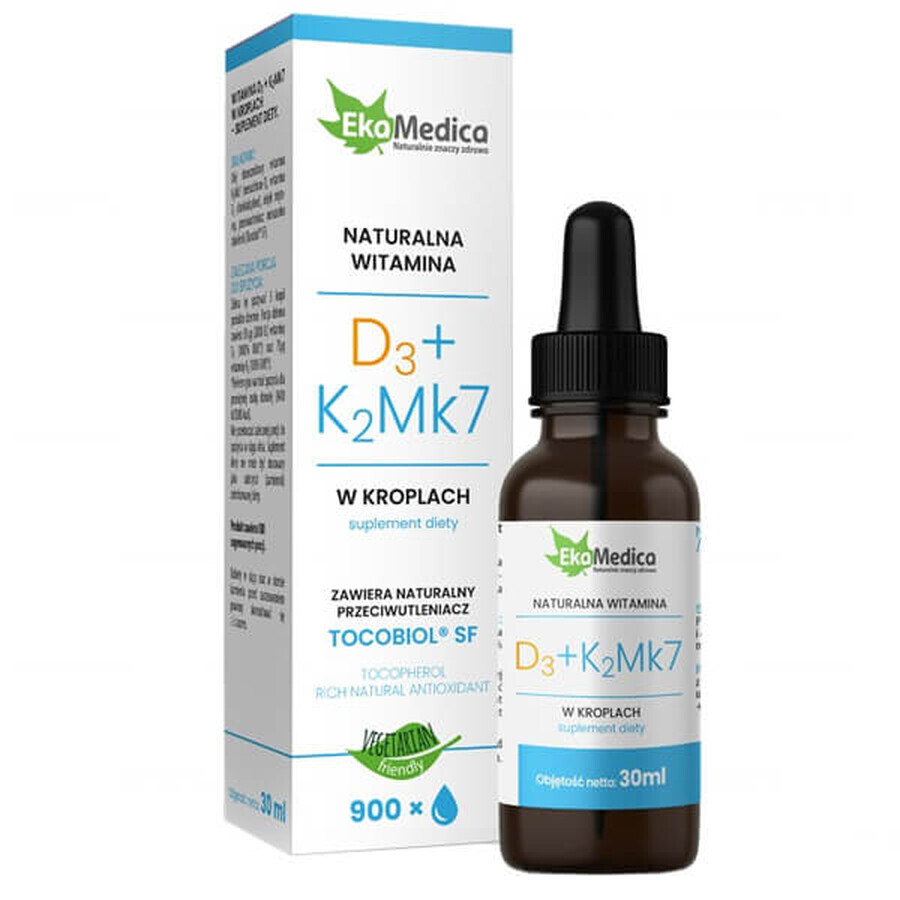 EkaMedica Vitamine naturelle D3 + K2MK7, gouttes, 30 ml