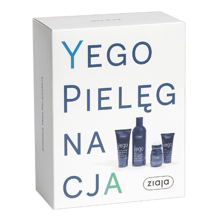 Kit Ziaja Yego, moisturizing cream for men, 50 ml + 3-in-1 shower gel, 200 ml + aftershave balm, 300 ml + roll-on antiperspirant, Sport, 60 ml