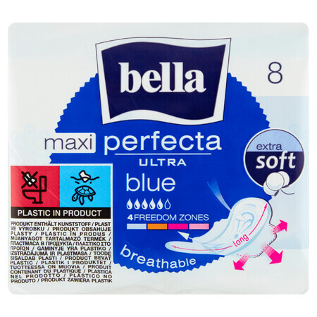 Assorbenti Bella Perfecta Ultra Maxi Blue, 8 pezzi - Assorbenti igienici ad alta capacità di assorbimento per comfort e protezione quotidiana. Pacchetto da 8 pezzi.