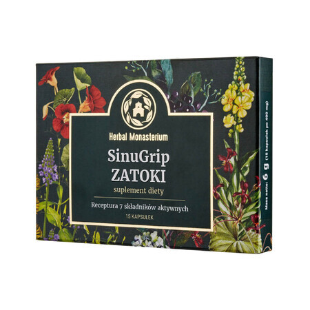 Sinugrip Zatoki - Integratore alimentare per alleviare i sintomi del raffreddore e delle sinusiti. 15 capsule.