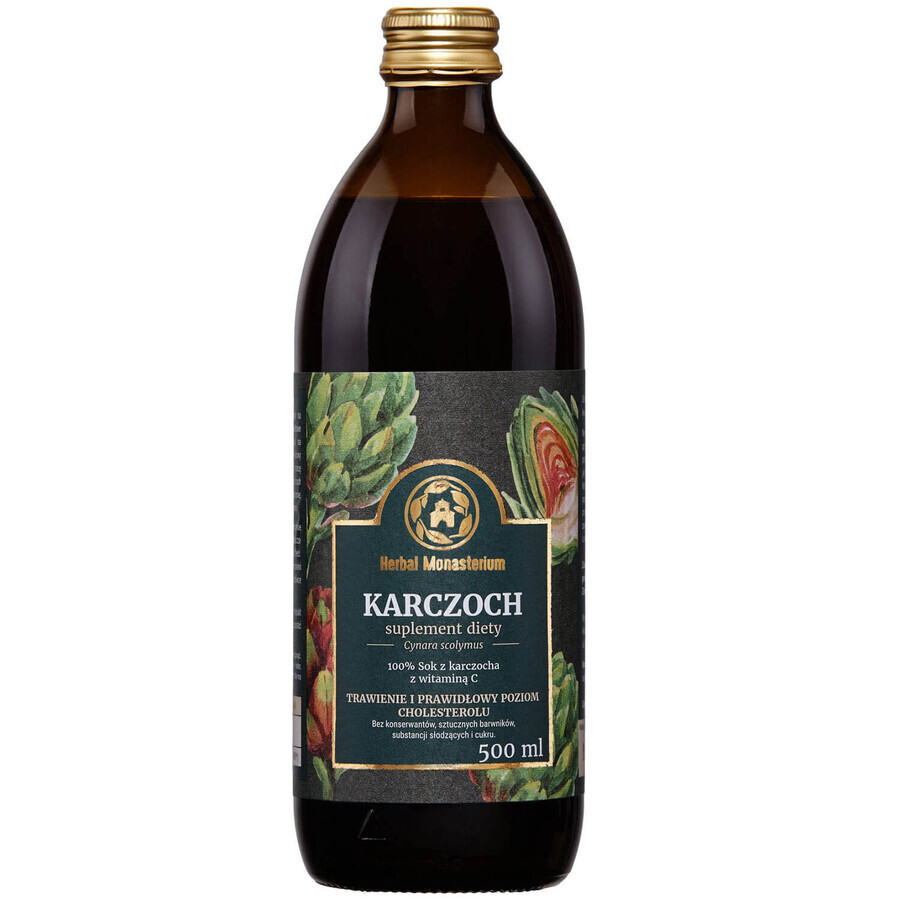 Carciofo Monasterium alle erbe, succo 100% con vitamina C, 500 ml