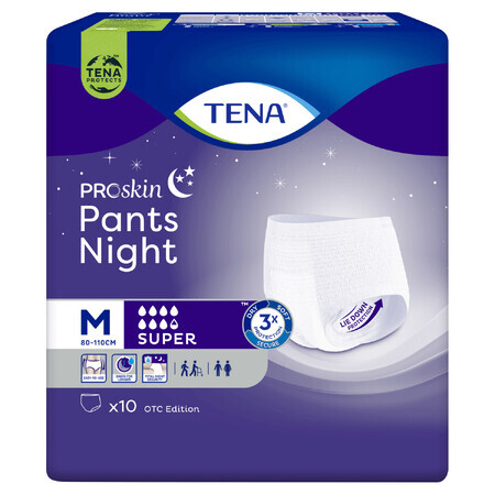 Tena Pants ProSkin Night, slip assorbenti OTC Edition, taglia M, 80-110 cm, Super, 10 pezzi