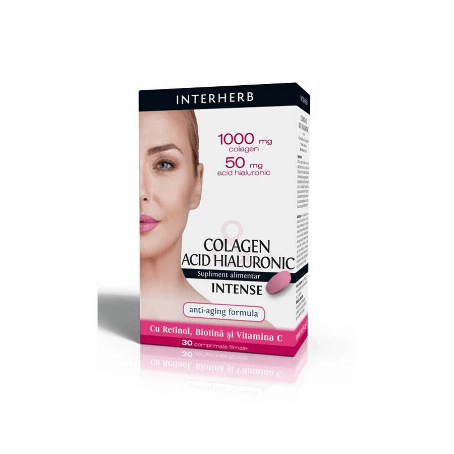 Collagen and Hyaluronic Acid Intense, 30 tablets, Interherb