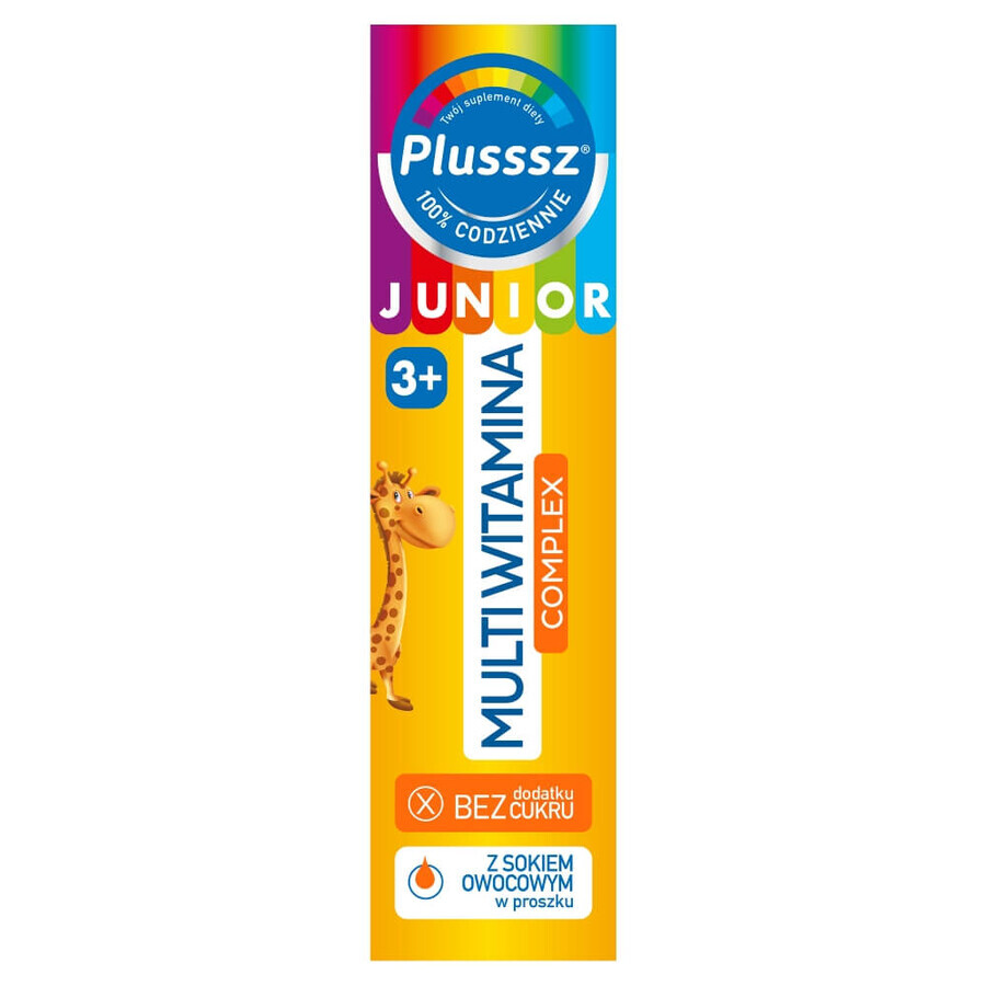 Complesso Multi-vitaminico Plusssz Junior, 20 compresse effervescenti Integratore alimentare Plusssz Junior con Vitamine, 20 compresse effervescenti