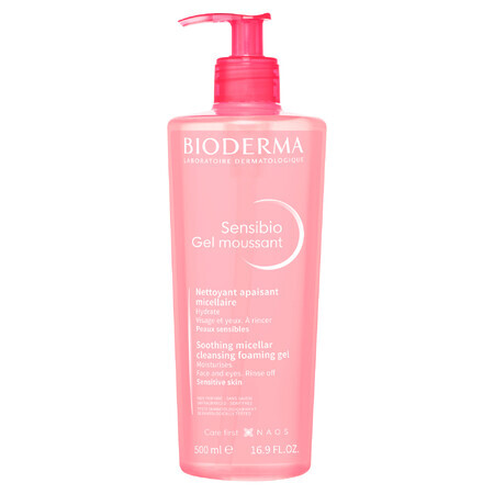Gel detergente Bioderma Sensibio 500 ml - Delicato gel detergente per la pelle sensibile, adatto alla pelle sensibile, 500 ml.