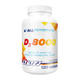 Allnutrition D3 8000, 120 compresse - Integratore alimentare a base di vitamina D3 ad alta concentrazione per il sistema immunitario.