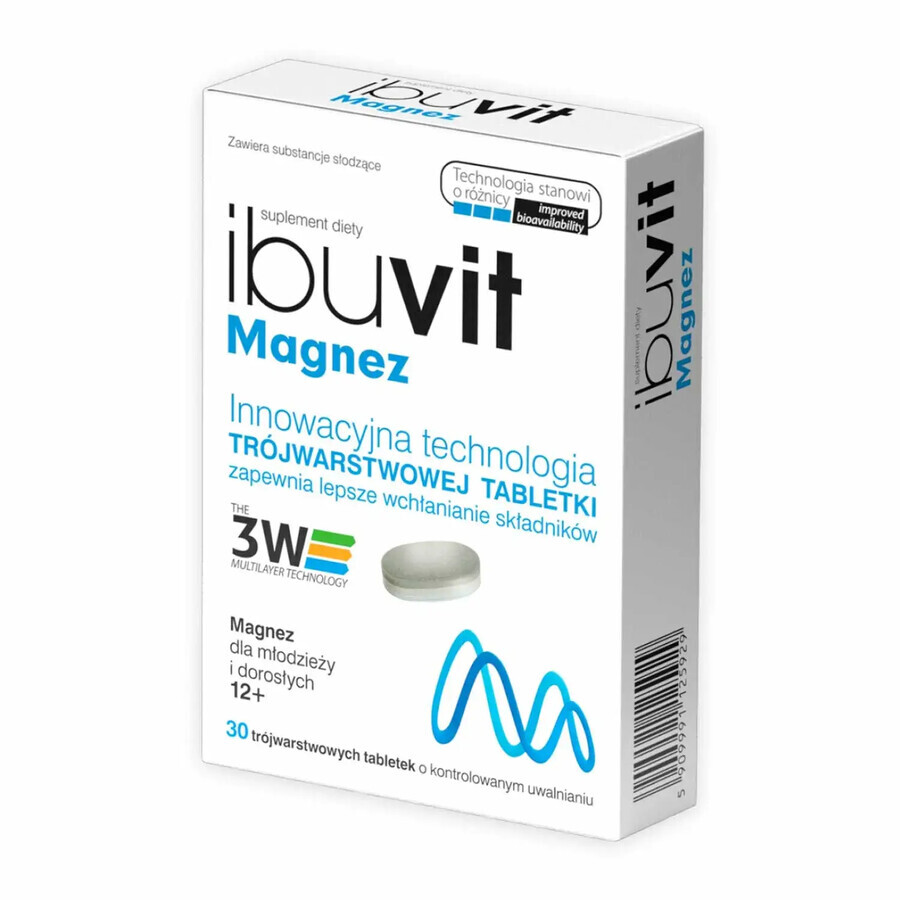 Integratore alimentare in compresse Ibuvit, 30pz. Magnesio per il benessere quotidiano.