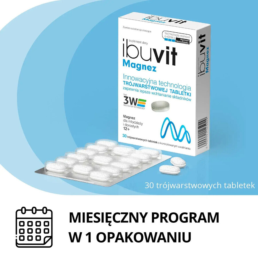 Integratore alimentare in compresse Ibuvit, 30pz. Magnesio per il benessere quotidiano.