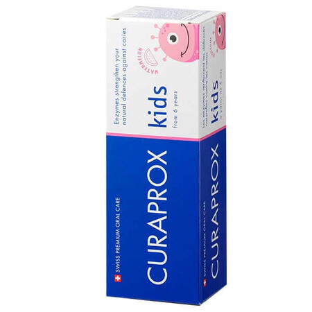 Curaprox Kids, dentifricio per bambini, con fluoro 1450 ppm, anguria, a partire dai 6 anni di età, 60 ml