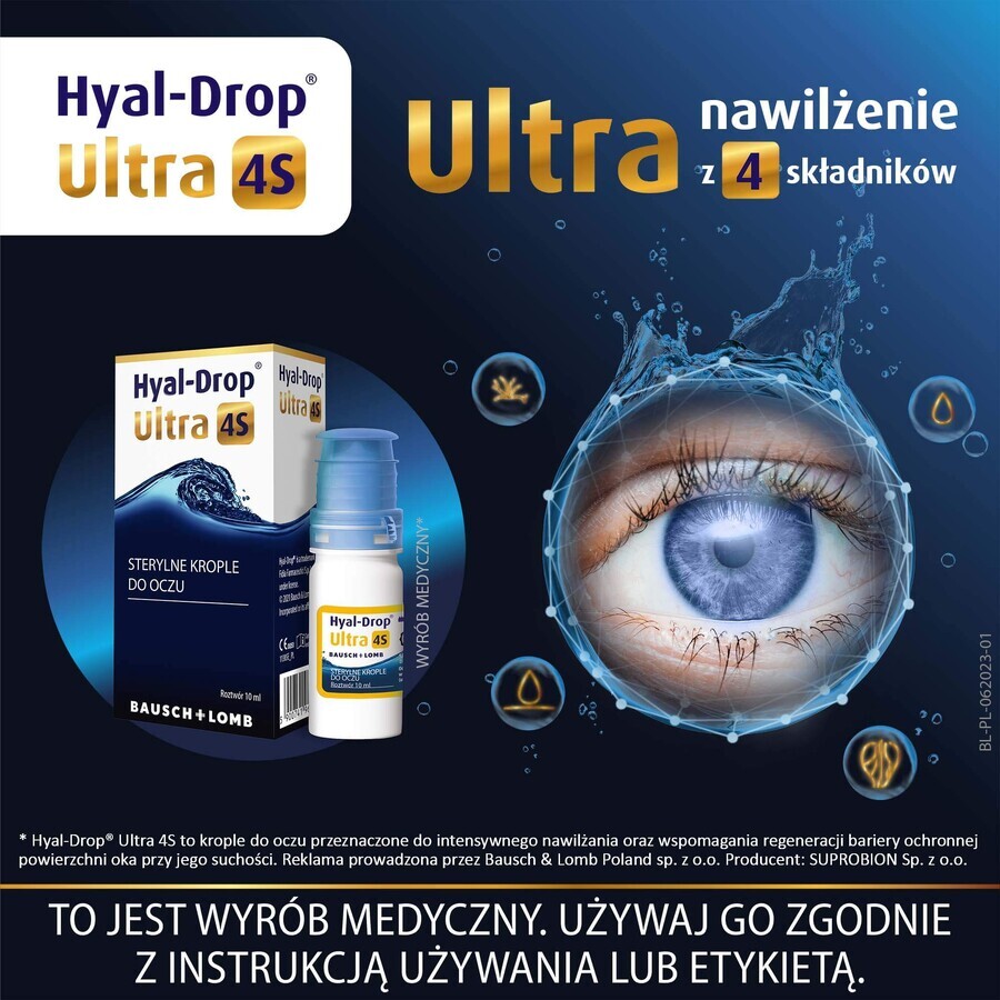 Gocce Oculari Hyal-Drop Ultra 4S, 10 ml