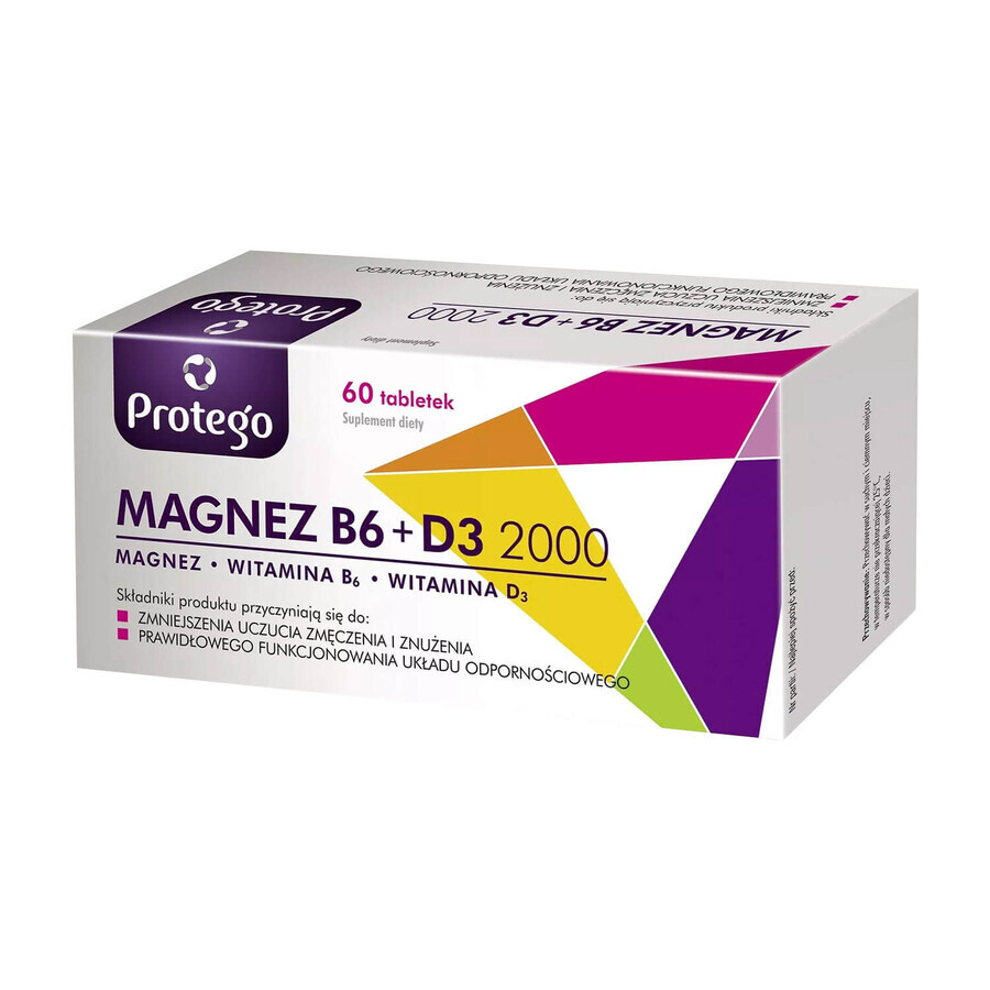 Protego Magnesium B6 + D3 2000 IU, 60 tablets