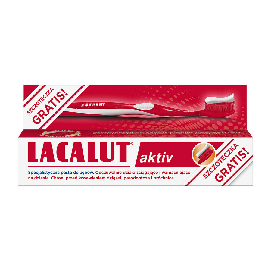 Lacalut Aktiv, dentifricio, 75 ml + spazzolino red edition in omaggio