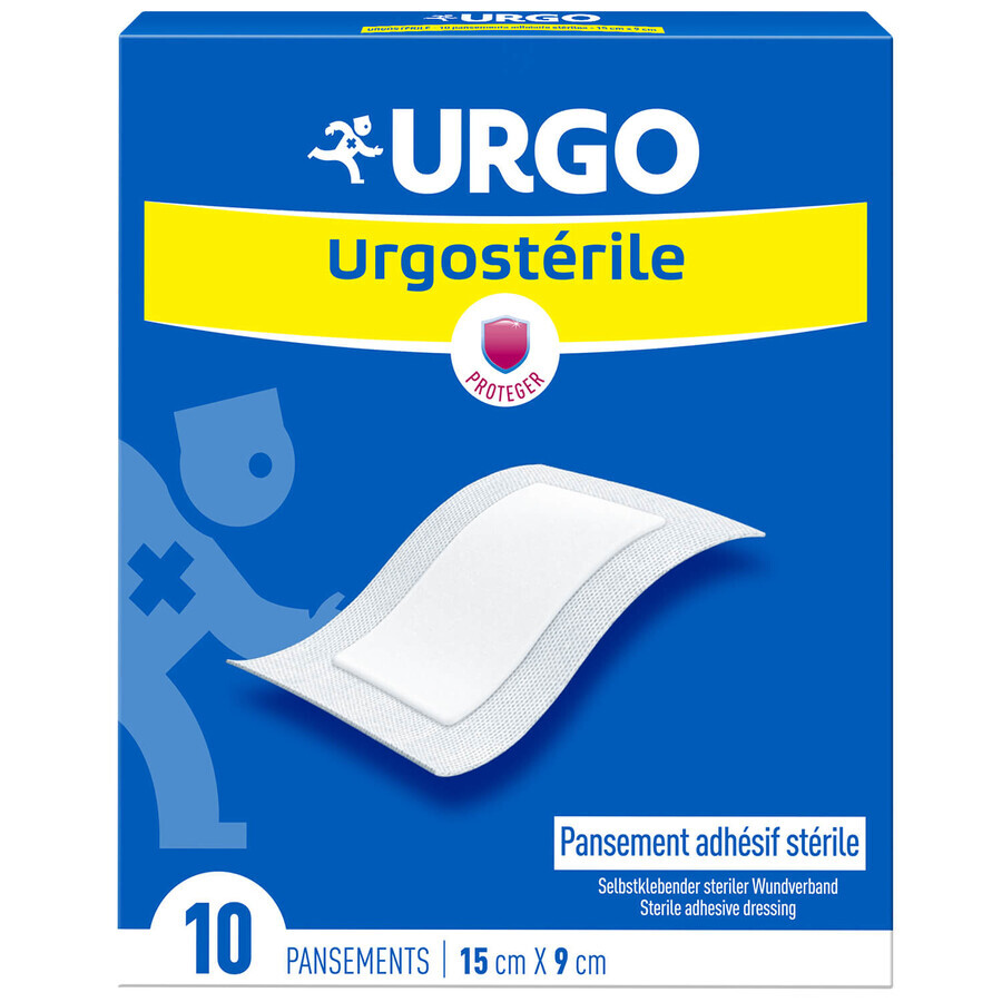 Urgo, Bende Mediche Sterili Urgosterile 10cm x 15cm, Confezione da 10