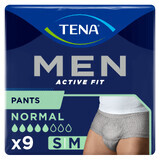 Tena Men Active Fit Pants, slip assorbenti per uomo, taglia S/M, 75-105 cm, normale, 9 pezzi