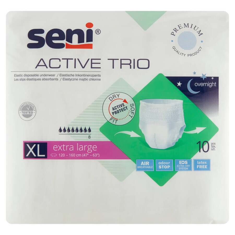 Seni Active Trio, flexible absorbent panties, Extra Large, 120-160 cm, 10 pieces