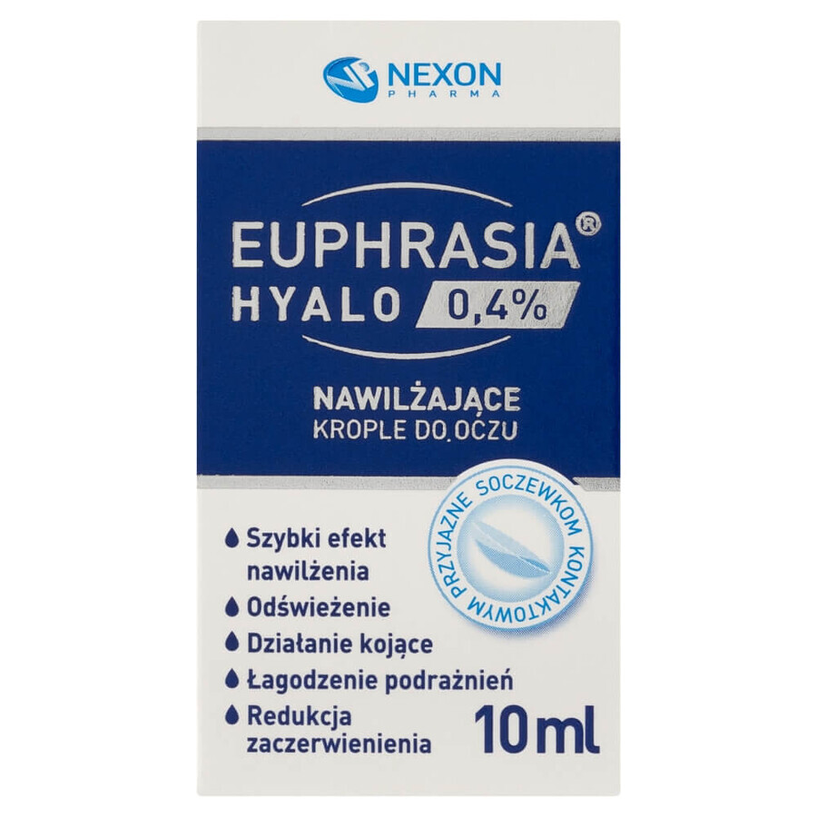 Euphrasia Hyalo 0,4% Gocce per gli occhi 10 ml, idratante per occhi sani e belli.