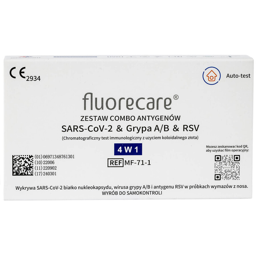 Test FLUORECARE per la rilevazione di SARS-CoV-2, COVID-19, Influenza AB e RSV - Diagnostica Completa 4-in-1