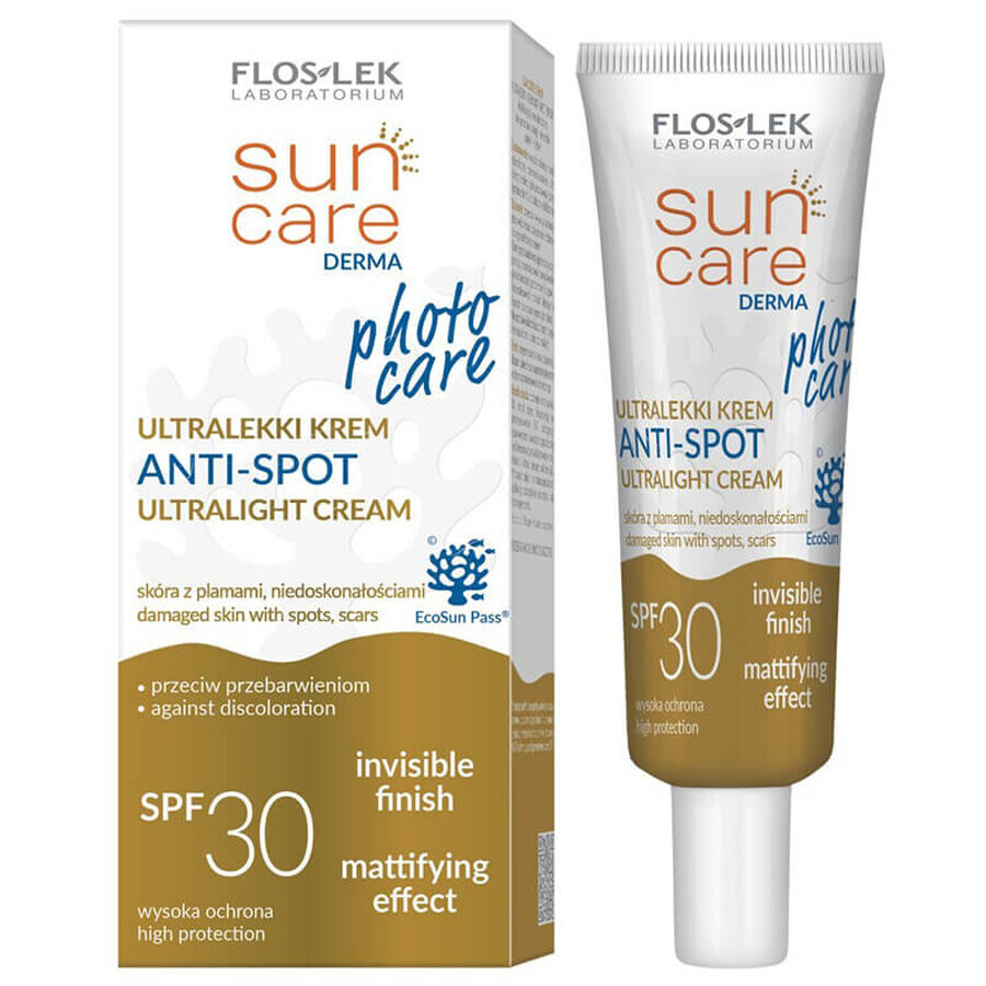 Floslek Sun Care Derma Photo Care Ultralekki krem anti-spot SPF 30, 30 ml