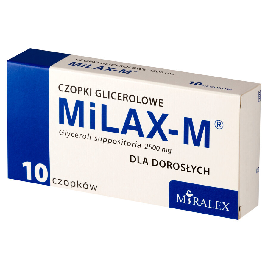 Milax-M 2500 mg, supposte di glicerolo per adulti, 10 pezzi