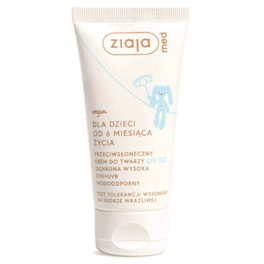 Ziaja Med, crema viso con protezione solare, da 6 mesi, SPF 50, 50 ml