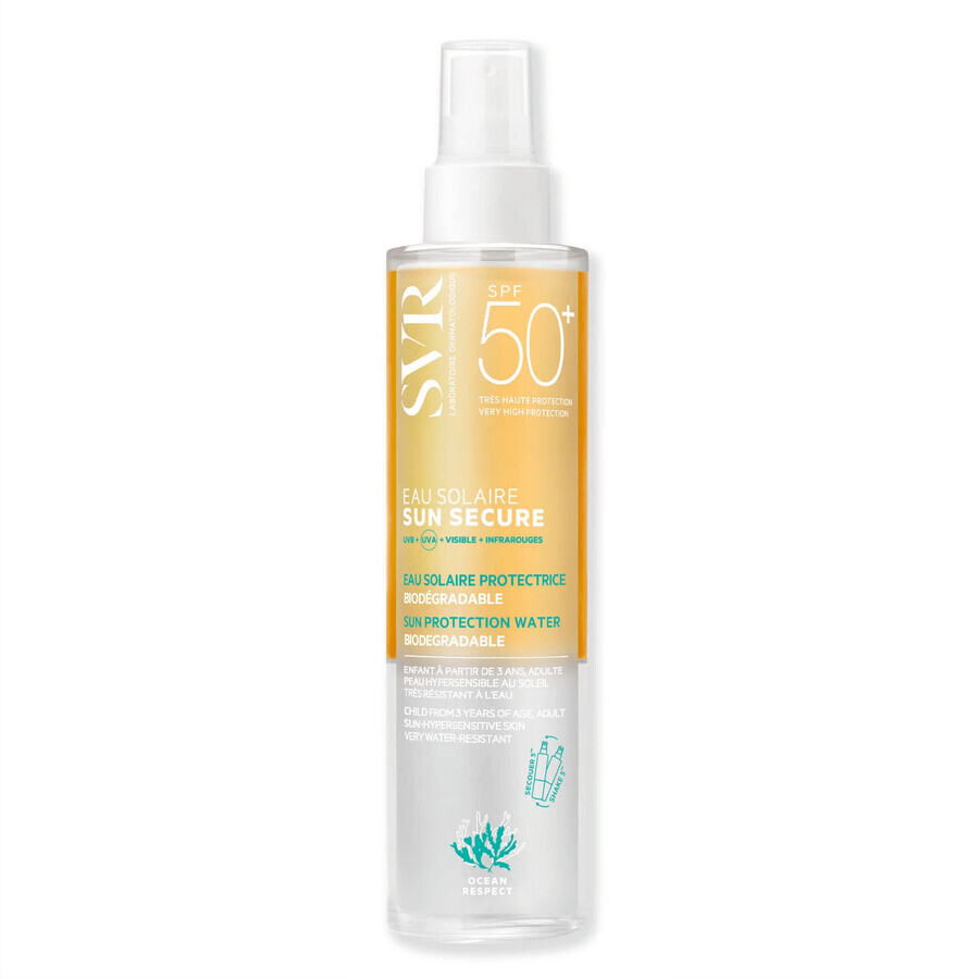 SVR Sun Secure Eau Solaire, Spray przeciwsoneczny niewidoczny bardzo lekki SPF 50+, 100 ml