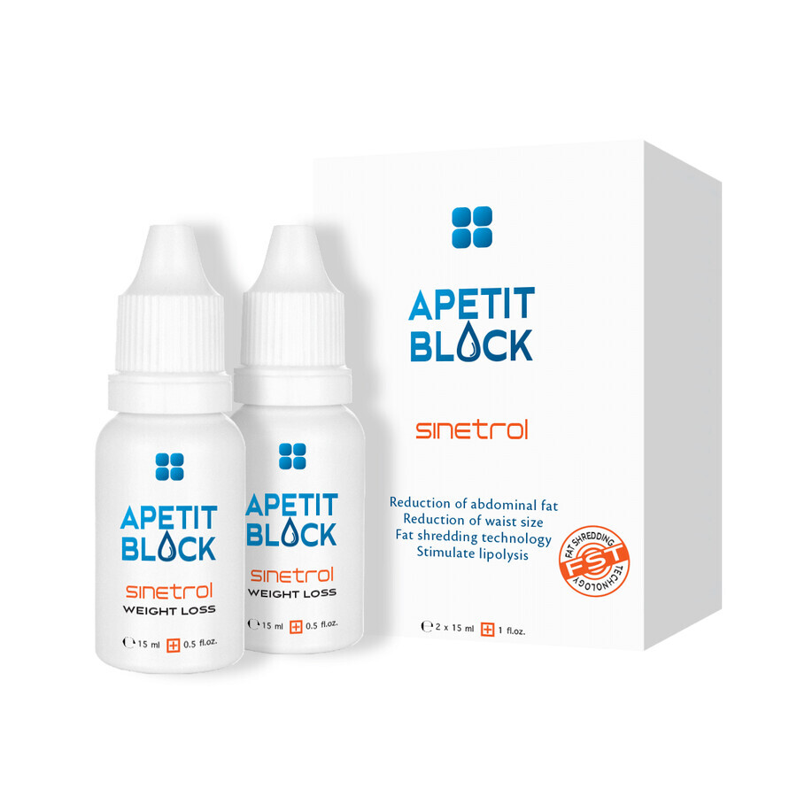 Confezione Apetit Block Sinetrol, 30 capsule + 2 flaconi x 15 ml, Empire Expert Pharma