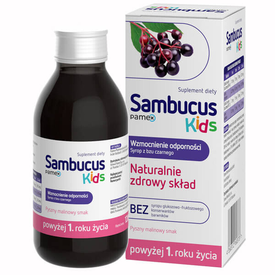 Sambucus Kids, sciroppo per bambini di età superiore a 1 anno, gusto lampone, 120 ml DATA SCORTA