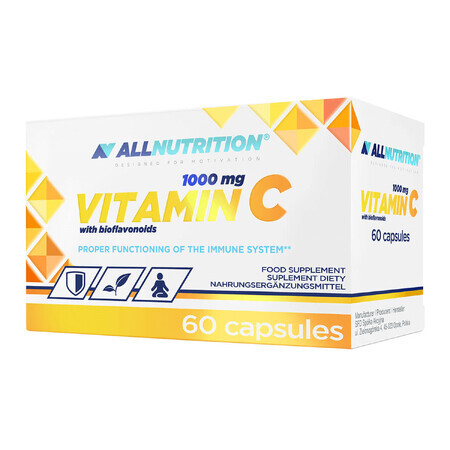 Allnutrition Vitamin C 1000 mg, Vitamin C + Bioflavonoide, 60 Kapseln SHORT DATE