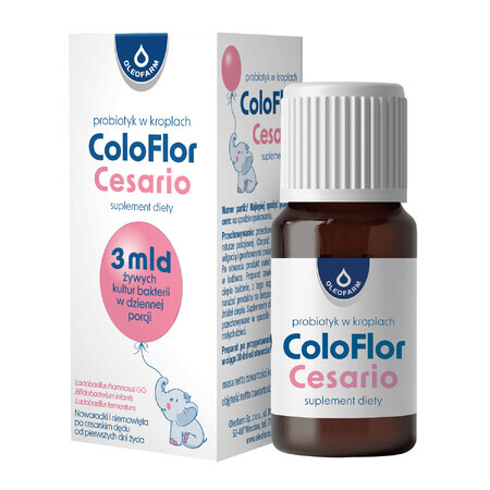 ColoFlor Cesario, gocce orali per neonati dalla nascita, dopo il parto cesareo, 5 ml DATA SCORTA