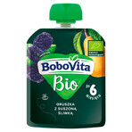 BoboVita Mousse in tubo, pera con prugna essiccata dopo 6 mesi, 80 g DATA CORTA