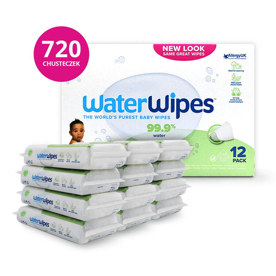 WaterWipes Soapberry Kids Bio, salviette umidificate, acqua con estratto di bacche di sapone, dalla nascita in poi, 12 x 60 pezzi CONFEZIONE DANNEGGIATA