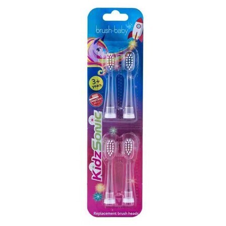 Brush-Baby KidzSonic, punte per spazzolino sonico per bambini, oltre 3 anni, 4 pezzi