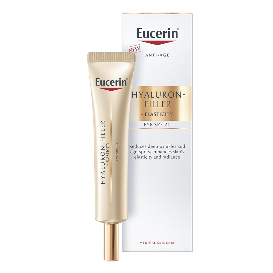 Eucerin Hyaluron Filler + Elasticity, crema occhi rassodante antirughe, SPF 20, 15 ml