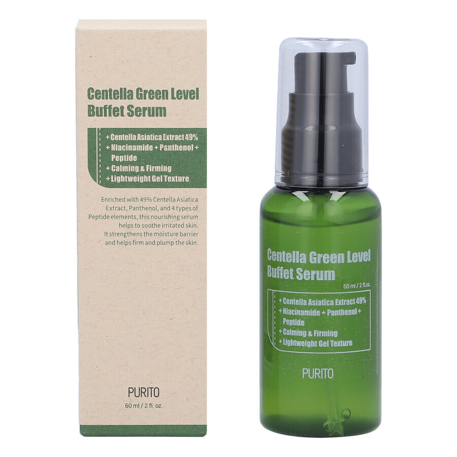 Purito Centella Green Level Buffet Serum, siero rigenerante per il viso con estratto di Centella Asiatica, 60 ml