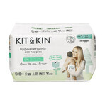 Kit&amp;Kin, scutece de unică folosință, biodegradabile, mărimea 1, 2-5 kg, 38 bucăți