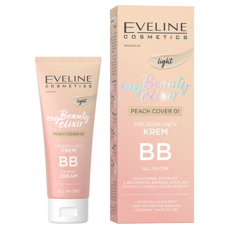 Eveline Cosmetics My Beauty Elixir, cremă BB hrănitoare, acoperire piersică nr 01 light, 30 ml