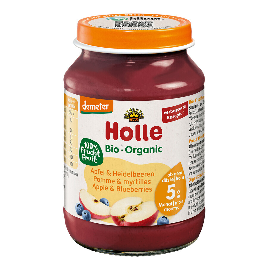 Holle Dessert Mela e mirtillo BIO, dopo 5 mesi, 190 g