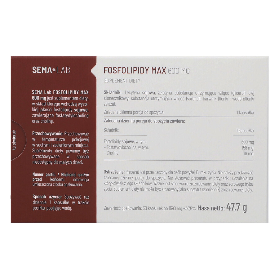 SEMA Lab Fosfolipidi Max 600 mg, 30 capsule