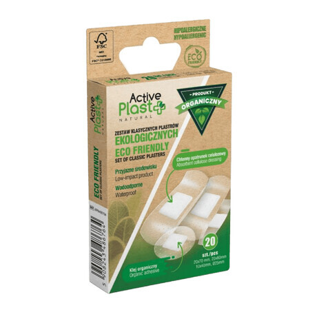 ActivePlast Natural, biologische pleisters, Mix, 20 stuks