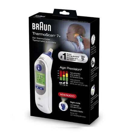 Braun ThermoScan 7+ IRT6525, termometro auricolare con precisione Age e modalità notturna