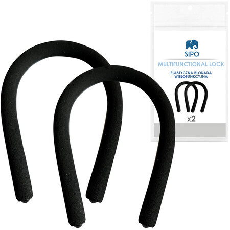 Sipo, cierre flexible multifuncional, negro, 2 piezas