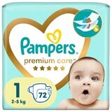 Pampers Premium Care, pannolini taglia 1, 2-5 kg, 72 pz.