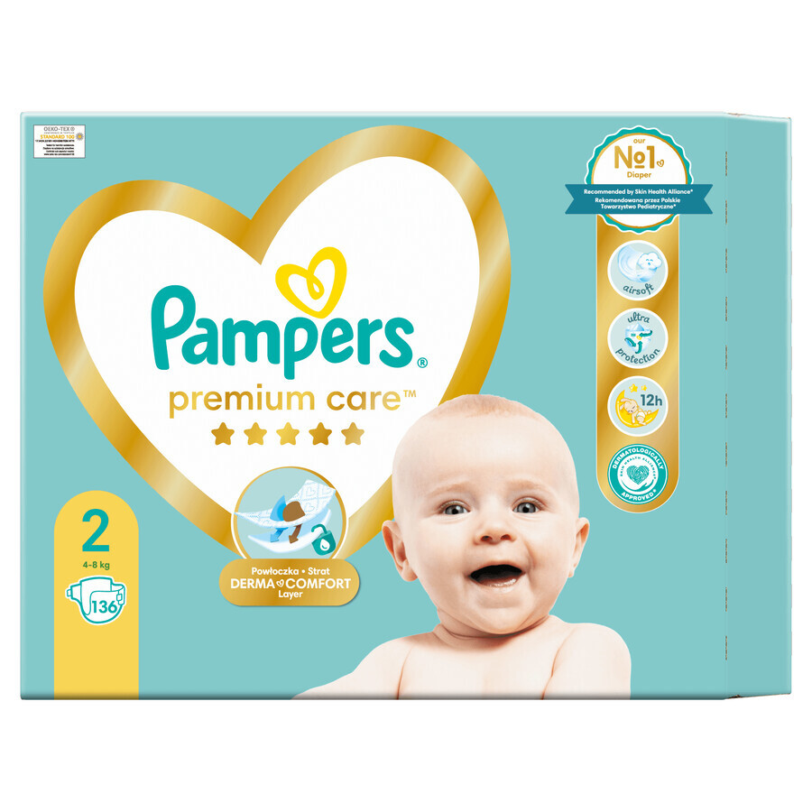 Pampers Premium Care, diapers, size 2, 4-8 kg, 136 pcs